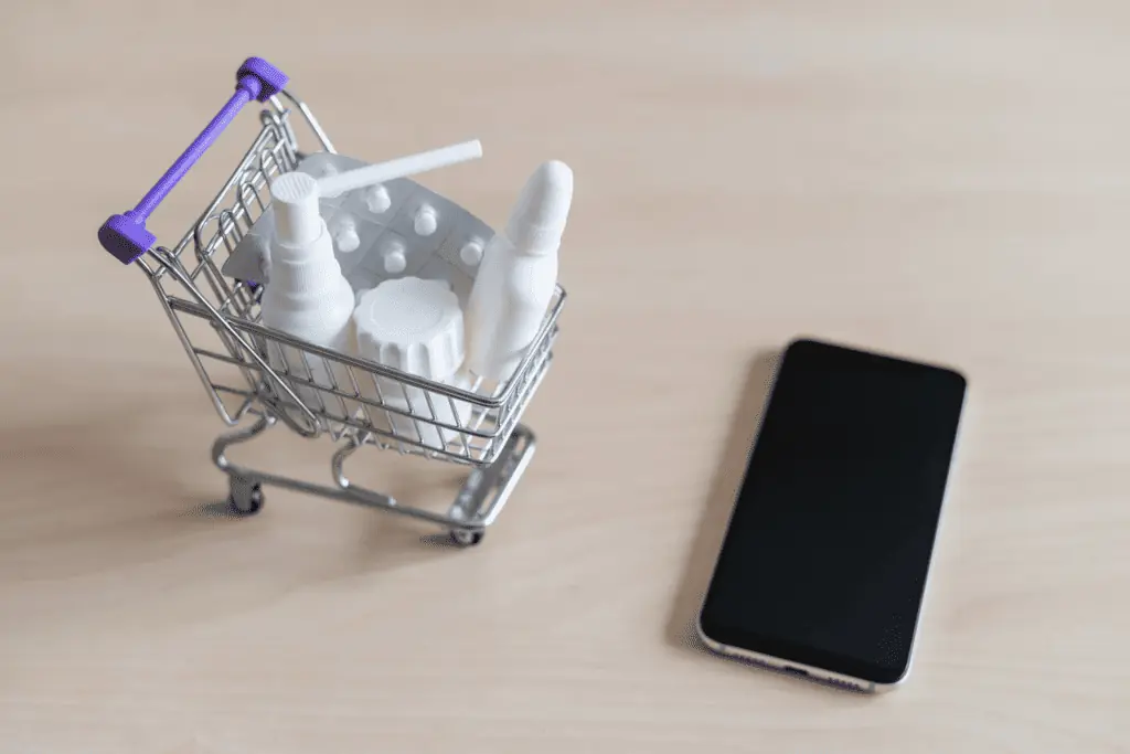 a mobile app along with a small cart