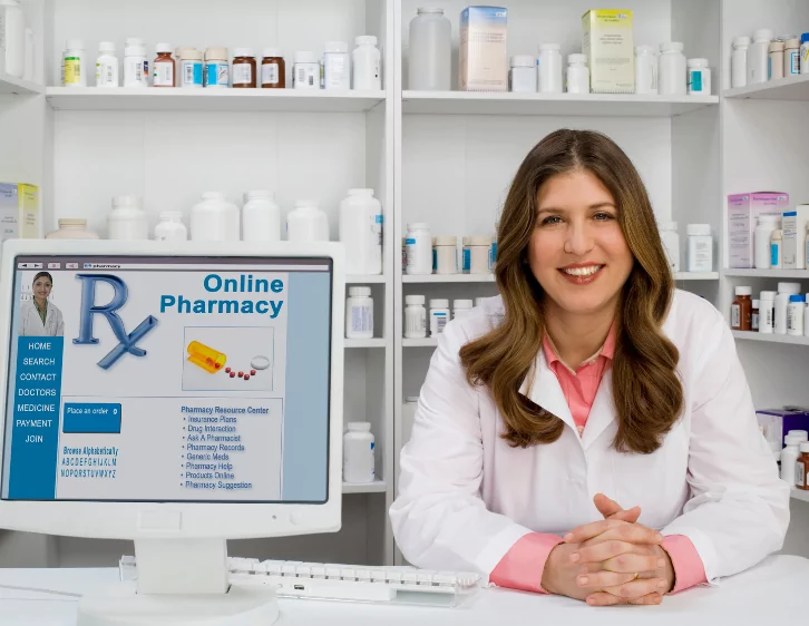 Pharmacist with online pharmacy store