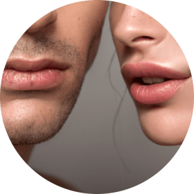 Lips of a man and woman
